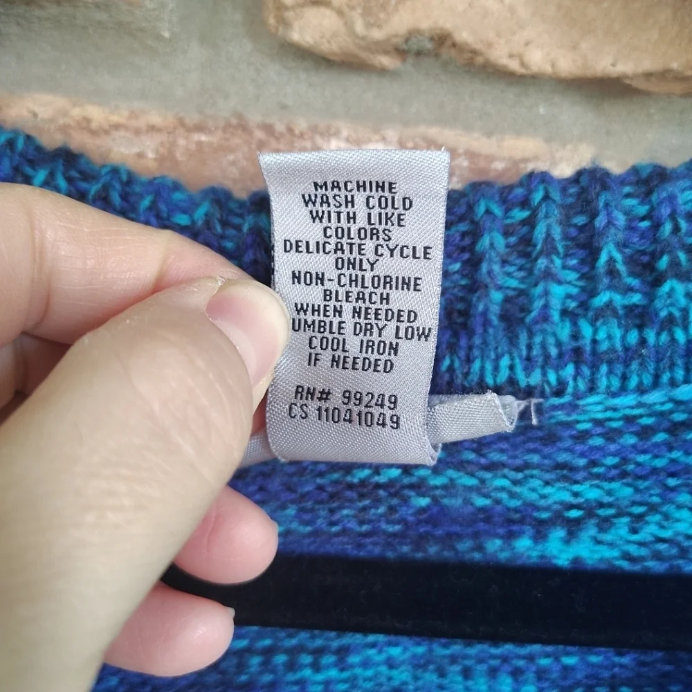 Catherines Blue Multicolor Full Zip-Up Cardigan Sweater Sz 3X Casual Winter